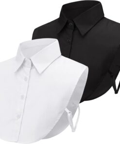 2 Piezas Collar Falso de Dama Blusa Media Camisa Cuello Falso Desmontable Camisa OL Joker Collar Decorativo Collar Dickey Corbata con Puño Falsa Punta de Solapa para Mujer