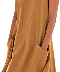 Vestidos cortos de verano de lino y algodón sin mangas para mujer, con bolsillos y tirantes, talla grande, tendencia