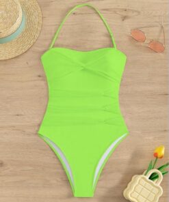 Traje de baño sexy de corte alto para mujer, traje de baño de una pieza con tirantes ajustables para la playa