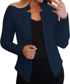 HUIFUAO - Blazer negro elegante para mujer, chaquetas de traje y chaquetas de manga larga, color sólido, chaqueta de traje de negocios, abrigos para mujer