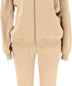 rismart Mujer Conjunto Chándal Sudadera con Cremallera Completa y Pantalones de Jogging con Bolsillos