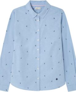 Springfield Nueva Camisa De Estructura con Bordado De Árboles, Azul, 36