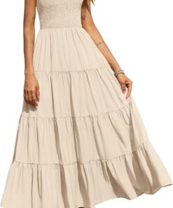 PRETTYGARDEN Smocked Tank Summer Dresses For Women 2025 Sleeveless Wedding Guest Dresses For Women Long Dress Vestido Informal Mujer