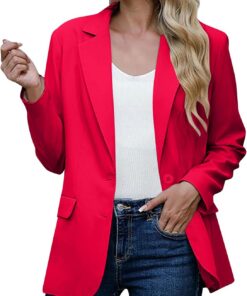 Blazers de manga larga para mujer, con solapa de muesca del Reino Unido, cuello abatible, con hombros acolchados, chaqueta de traje casual ajustada para otoño 2025, chaquetas de trabajo para mujer