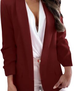 Blazers con cuello de solapa para mujer, chaquetas de traje de manga larga del Reino Unido, elegantes chaquetas clásicas de negocios, oficina, trabajo, ropa exterior, casual, ajuste holgado, frente