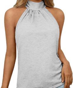 Camiseta sin mangas de verano con cuello halter para mujer, elegante chaleco sin mangas, blusa lisa casual de color liso, camisa suave y ligera para uso diario, playa, varios colores disponibles