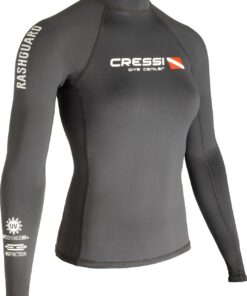 Cressi Rash Guard Lady Black Dive Center Camiseta Mujer elaborada en Tejido elástico de Primera Calidad con Filtro de protección UV UPF 30+, Disponible en Manga Corta y Manga Larga