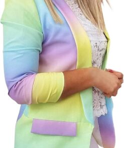 Blazer Mujer Chaqueta de Traje Slim Fit Elegante Casual Oficina Negocios Outwear Solapa Manga Larga para Mujer, Elegante Cardigan Corte Slim de Tie Dye Degradado Estampado