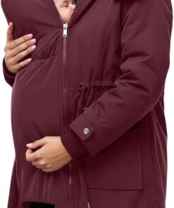 Generisch Chaqueta de maternidad para embarazadas, abrigo de invierno para mujer, con forro cálido, impermeable, talla grande, moderna, de larga duración, oficina, viajes