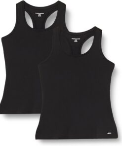 Amazon Essentials Top Deportivo sin Mangas de Secado Rápido, Elástico, Espalda Cruzada y Cuello Redondo Mujer, Paquetes Múltiples