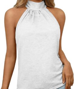 Camiseta sin mangas de verano con cuello halter para mujer, elegante chaleco sin mangas, blusa lisa casual de color liso, camisa suave y ligera para uso diario, playa, varios colores disponibles