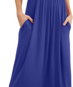 GRECERELLE Womens Summer Maxi Dress Boho Floral Cocktail Midi Polka Dot Wrap Dresses V Neck Casual Party Bohemian Flowy Long Dress for Ladies | Vestido largo casual de manga corta con cuello en V y bolsillo