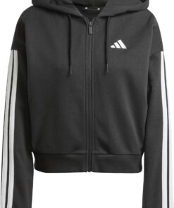 adidas Women's Chaqueta con Capucha Essentials French Terry 3 Bandas