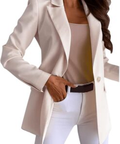 Chaquetas de Traje y Blazers Mujer Traje Chaqueta Mujer Blazer de Solapa Oficina Negocios Chaquetas Corta Ajustada de Manga Larga Mujer Casual Liquidación Venta Slim Fit Baratos Abrigo