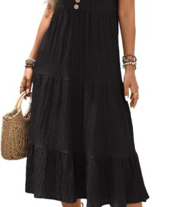 Vestido elegante de verano para mujer, cuello en V, a rayas, sin mangas, ajustado y acampanado, casual, DJ529