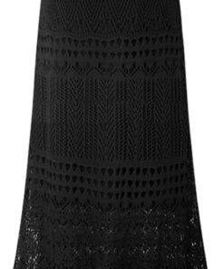 Falda De Sirena De Mujeres Color Sólido Cabrón Suelto Crochet Faldas De Punto Hueco Wrap Midi Midi
