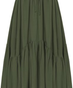Scarlet Darkness - Falda larga para mujer de cintura alta estilo renacentista con bolsillos