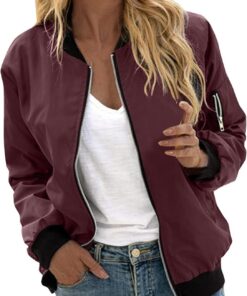 Generisch Mujeres Ocio Cuadrado Delgado Bolsillos Chaqueta Blusa Abrigo Béisbol Top