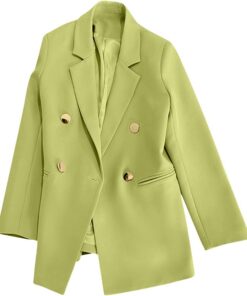 Blazers de manga larga para mujer, chaquetas de traje de doble botonadura a la moda del Reino Unido, chaquetas pequeñas para mujer, cuello de solapa, chaqueta de trabajo, elegante, de negocios, casual
