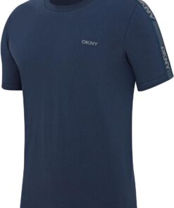 DKNY Penguins Camiseta Hombre Manga Corta 100% Algodón Negra | Camisetas Hombre Ropa Deportiva y Loungewear con Cuello Redondo y Banda Lateral | Camiseta de Algodón Hombre Negra | Idea Regalo Hombre