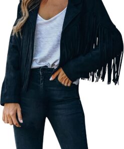 Chaquetas cortas con flecos para mujer, moda soild manga larga, borla, abrigos de moda para fiestas