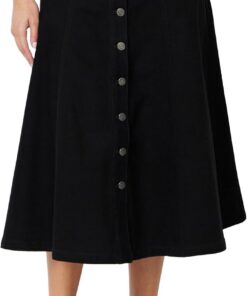 Amazon Essentials Mujer Falda Midi Acampanada de Mezclilla de Talle Alto con Botones