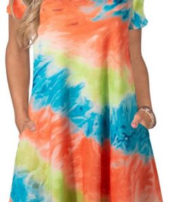 Vestido casual de verano para mujer, vestido de manga corta con bolsillos