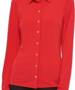 Tommy Hilfiger Long Sleeve Knit Collared Button Front Top Blusas Mujer (Pack de 1)