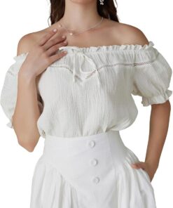 Scarlet Darkness Off Shoulder Casual Loose Fit Cotton Tops Blusas Mujer (Pack de 1)