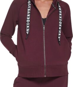DKNY Sudadera Deportiva con Capucha Y Cremallera con Logotipo para Mujer Sudadera con Capucha Mujer (Pack de 1)