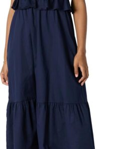 Amazon Essentials Vestido Largo Entallado y Escote Corazón con Vuelo con Capas de Satén de Algodón con Cintura de Corte Imperio Mujer