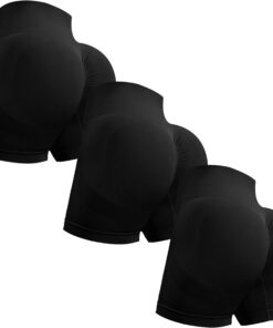 OVESPORT, Pantalones cortos de entrenamiento de 3 piezas para mujer, sin costuras, con levantamiento de glúteos, cintura alta, para yoga, gimnasio y correr