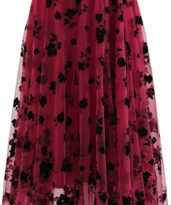 CHICWISH Falda midi de malla de doble capa para mujer, caramelo/azul polvoriento/blanco/negro