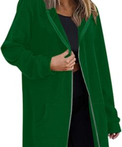 Generisch Sudadera con capucha para mujer, abrigo de invierno, bolsillos cálidos, con cordón, cremallera, abiertas, delgadas, chaquetas largas, prendas de vestir exteriores