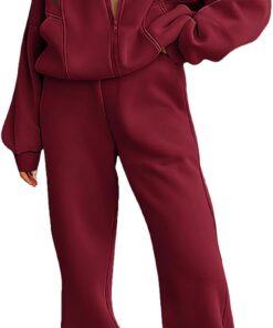 rismart Mujer Conjunto Chándal Sudadera con Cremallera Completa y Pantalones de Jogging con Bolsillos