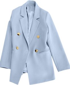 Blazers de manga larga para mujer, chaquetas de traje de doble botonadura a la moda del Reino Unido, chaquetas pequeñas para mujer, cuello de solapa, chaqueta de trabajo, elegante, de negocios, casual