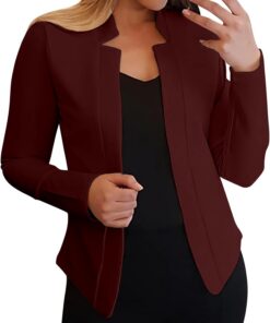 HUIFUAO - Blazer negro elegante para mujer, chaquetas de traje y chaquetas de manga larga, color sólido, chaqueta de traje de negocios, abrigos para mujer