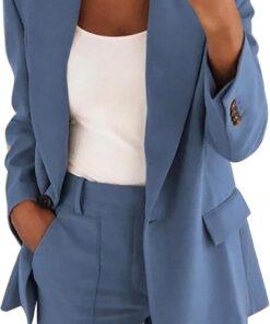 Chaquetas de Traje y Blazers Blazers de Mujer Color Sólido Solapa Ropa Trabajo Manga Larga Mujer Casual Blazer Coat Office Lady Elegante Chaqueta Informal OL Oficina Negocio