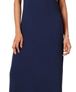 Amazon Essentials Mujer Vestido Largo de Punto con Cuello en V y Abertura Lateral