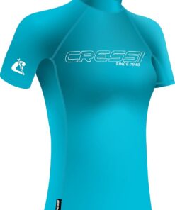 CRESSI Sentinel Lady Camiseta de Manga Corta Protección Solar UPF 50+, Sechado Rápido, Natación Surf Buceo Pesca Playa Piscina y Deportes Acuáticos Mujer (Pack de 1)