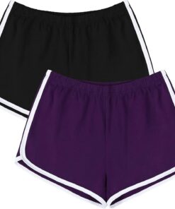 URATOT, Pantalones Cortos elásticos de algodón para Mujer, para Gimnasio, Yoga, Verano, Correr, Danza, 2 Unidades