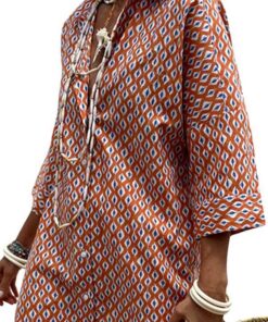 utcoco - Vestido camisero largo informal para mujer, con cuello de solapa, manga 3/4, botones, abertura lateral y cinturón, para vacaciones 2026
