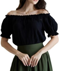 Scarlet Darkness Off Shoulder Casual Loose Fit Cotton Tops Blusas Mujer (Pack de 1)