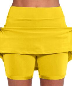 Falda deportiva para mujer, cintura alta elástica, para tenis, yoga, falda corta degradada, control de abdomen, pantalones deportivos ajustados