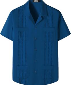 JOGAL Guayabera - Camisa cubana de manga corta para niños, casual, con botones