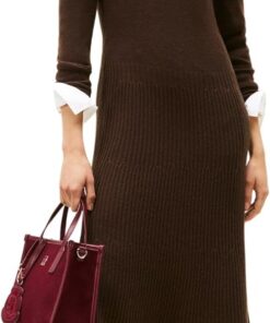 Tommy Hilfiger Soft Wool LS Mock-nk Swt Dress Ww0ww47303 Vestido Tipo suéter Mujer (Pack de 1)