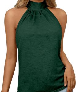 Camiseta sin mangas de verano con cuello halter para mujer, elegante chaleco sin mangas, blusa lisa casual de color liso, camisa suave y ligera para uso diario, playa, varios colores disponibles