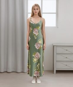 Camisón largo estampado con tirantes para mujer, ajuste holgado, ropa de dormir casual