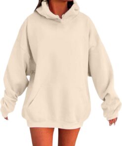 Sudadera para Mujeres Oversize con Capucha Holgada con de Forro Polar básico Liso Talla Grande Hoodie Suave y Confortable Suelto Manga Larga Suéter Cálido Pullover Otoño Invierno,S-5XL Casual