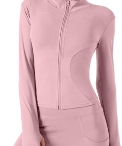 Generisch Mujer Yoga Activewear Tops Deportivos con Cremallera Delantera Manga Larga Deportiva Abrigo Corto para Chaquetas Casual